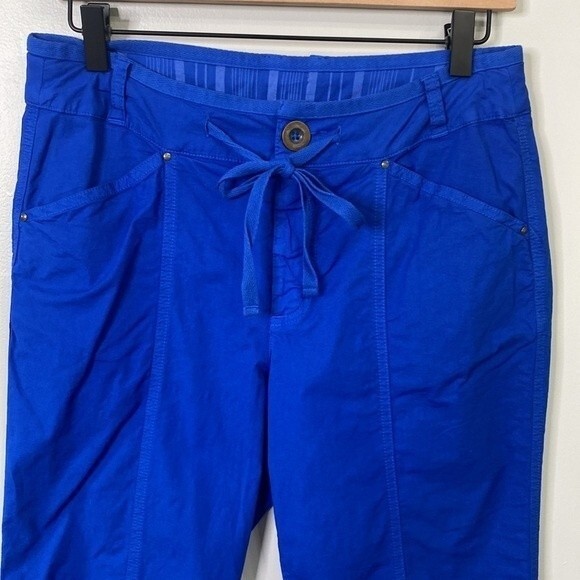 Fresh Produce Drawstring Cropped Utility Pant Royal Blue Cotton Stretchy Vibrant - Picture 2 of 15